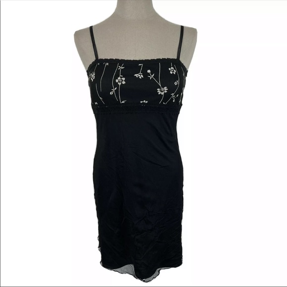 Byer California Dresses & Skirts - Vtg 90s y2k Black Mesh Lined Dress Floral